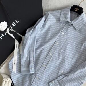 Blue Striped Long Sleeve Cotton Shirt (C Style)