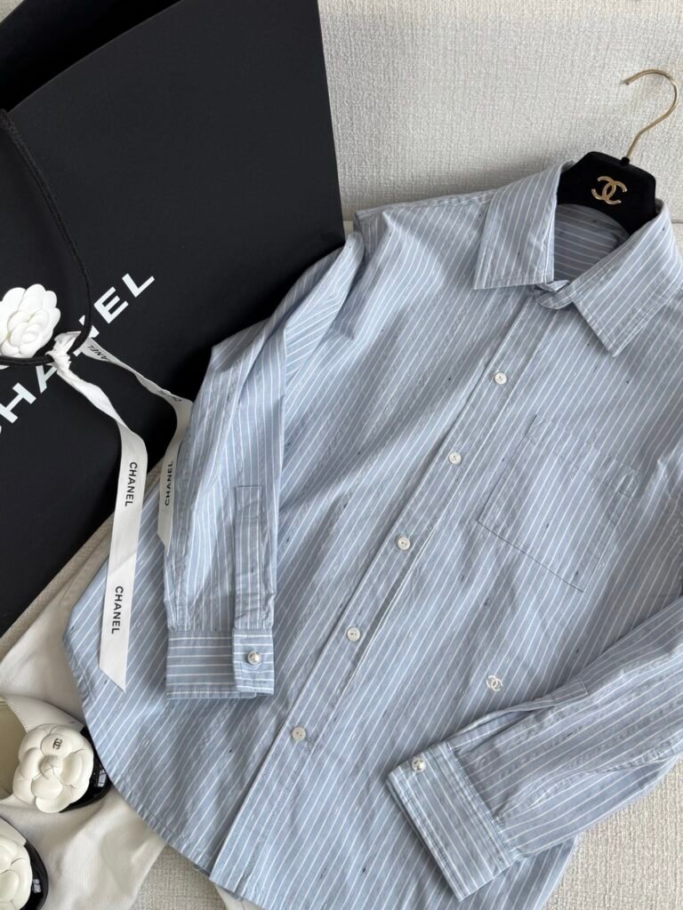 Blue Striped Long Sleeve Cotton Shirt (C Style)