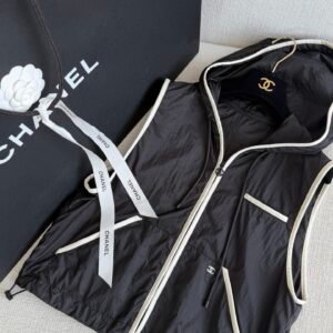 Coco Beach Style Contrast Trim Zip Windbreaker Vest (C Style)