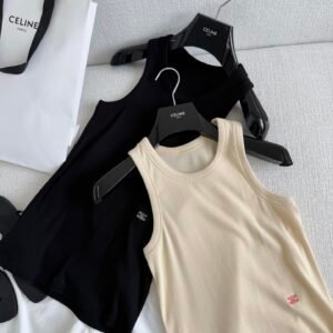 Triomphe Embroidered Ribbed Tank Top (Ce Style)