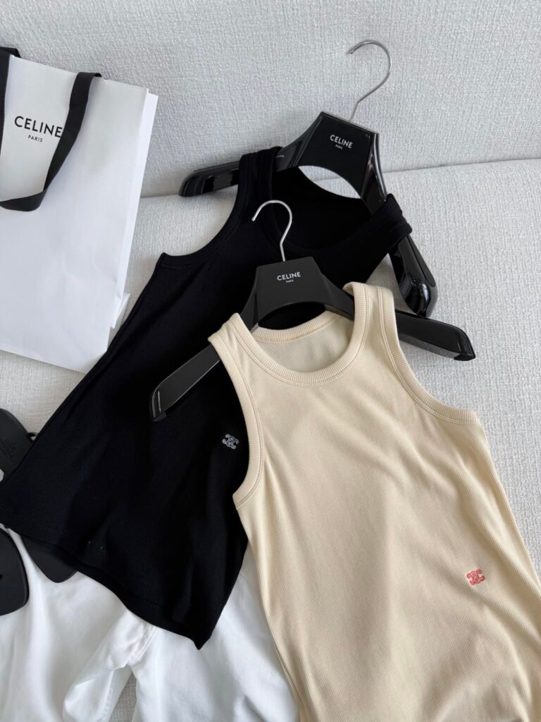 Triomphe Embroidered Ribbed Tank Top (Ce Style)