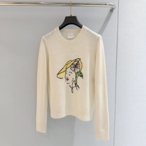 Art Portrait Sketch Embroidered Sweater (Dior Style)