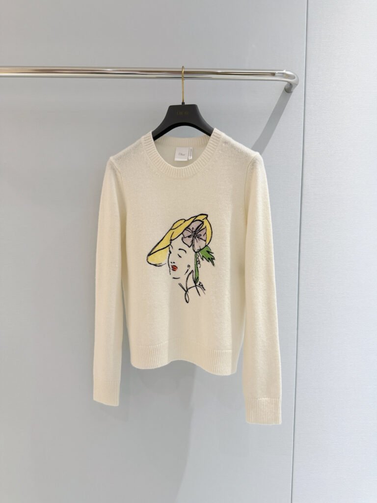 Art Portrait Sketch Embroidered Sweater (Dior Style)