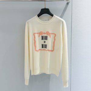 Bow Frame Logo Round Neck Knit Sweater (Dior Style)
