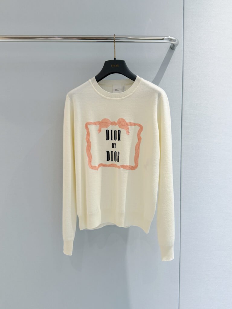 Bow Frame Logo Round Neck Knit Sweater (Dior Style)