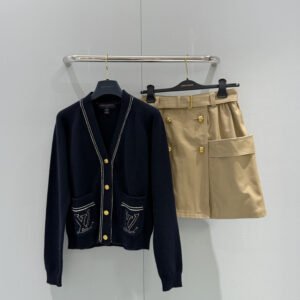Contrast Piping V-Neck Knit Cardigan (LV Style)