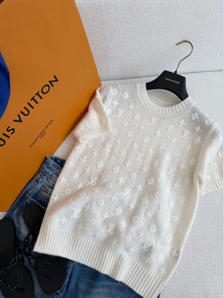 Monogram Jacquard Short Sleeve Knit Top (LV Style)