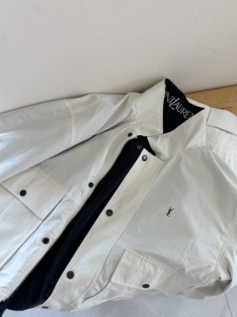 Reversible Logo Embroidered Zip-Up Jacket (YSL Style)