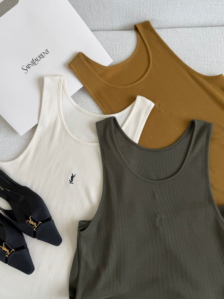 Classic Embroidered Logo Ribbed Tank Top (YSL Style)