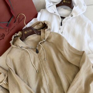 Drawstring Hooded Full-Zip Casual Jacket (Loro Piana Style)