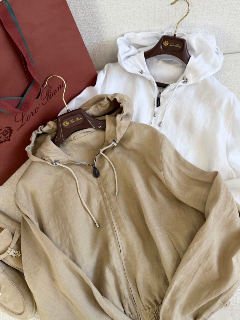 Drawstring Hooded Full-Zip Casual Jacket (Loro Piana Style)
