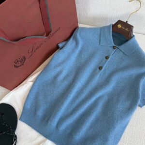 Short Sleeve Cashmere-Blend Polo Sweater (Loro Piana Style)