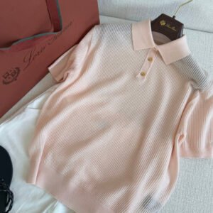 Short Sleeve Fine Knit Polo Shirt (Loro Piana Style)