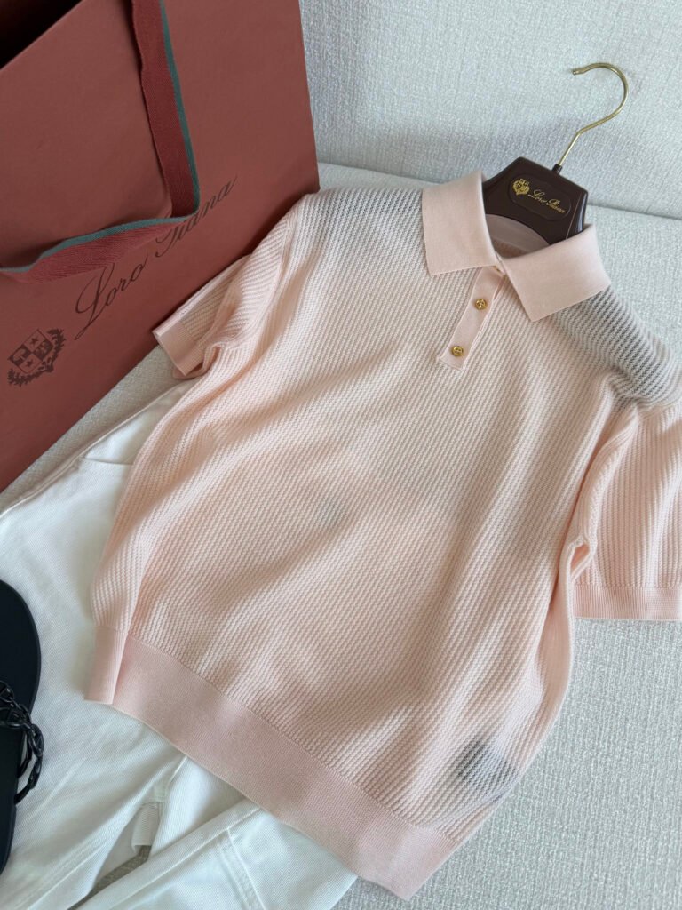 Short Sleeve Fine Knit Polo Shirt (Loro Piana Style)