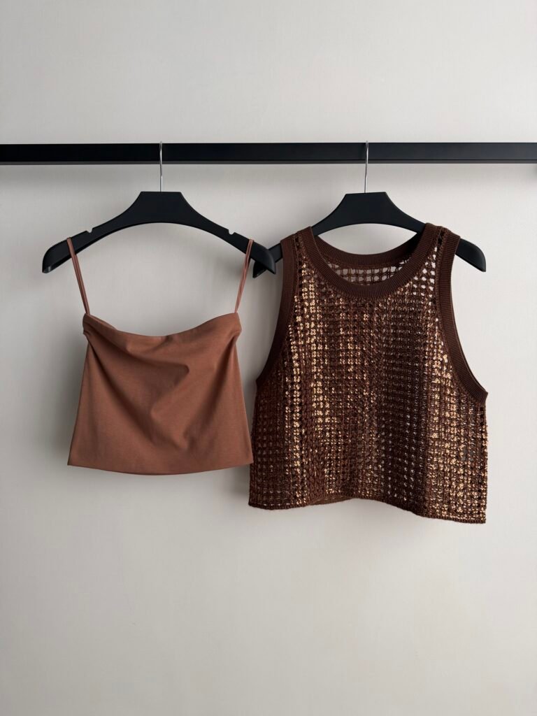 Full Sequin Net Knit Sleeveless Tank Top (Brunello Cucinelli Style)
