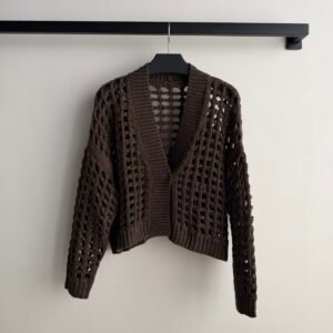 Chunky Open-Knit V-Neck Cardigan (Brunello Cucinelli Style)