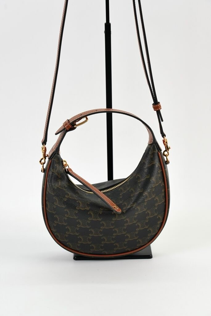 Classic Monogram Canvas Crescent Shoulder Bag with Adjustable Leather Strap