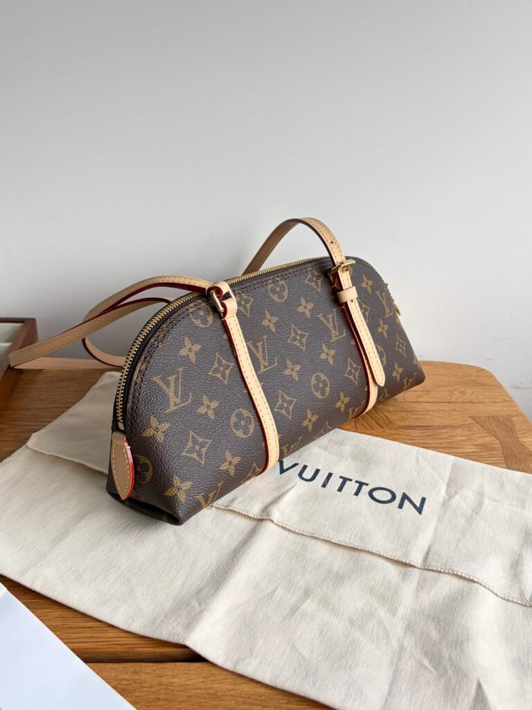 Classic Monogram Canvas Arc Shoulder Bag with Dual Vachetta Leather Straps