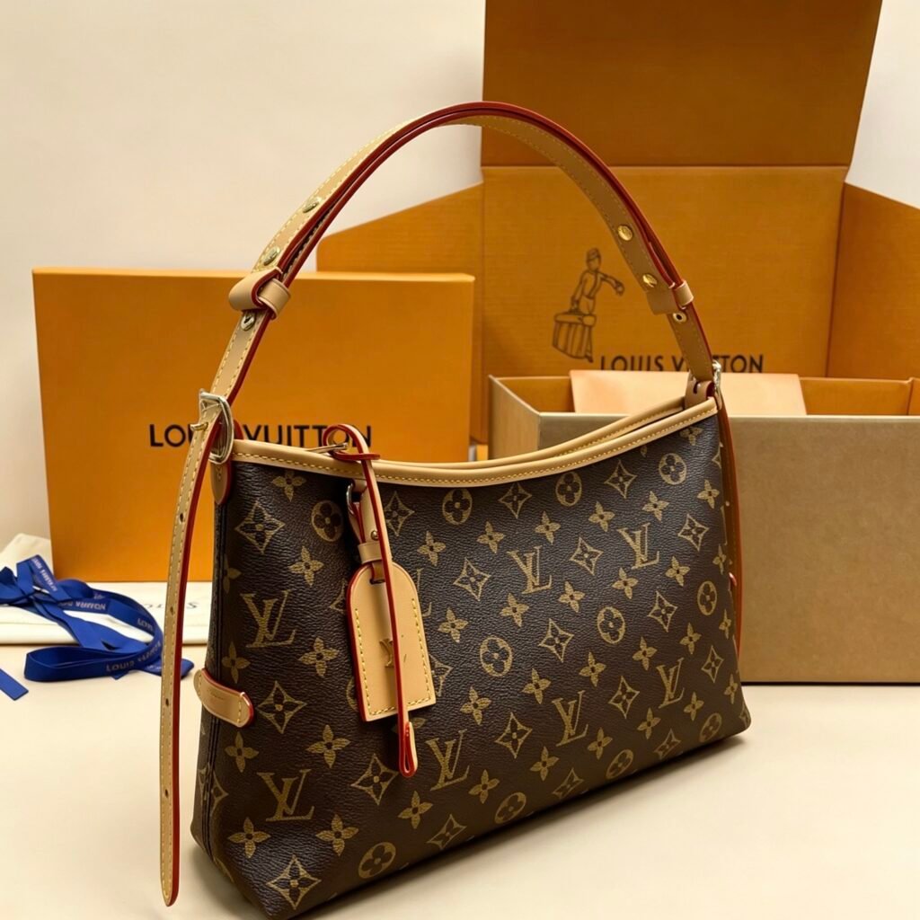 Classic Monogram Canvas Slouchy Shoulder Hobo Bag with Gold LV Charm