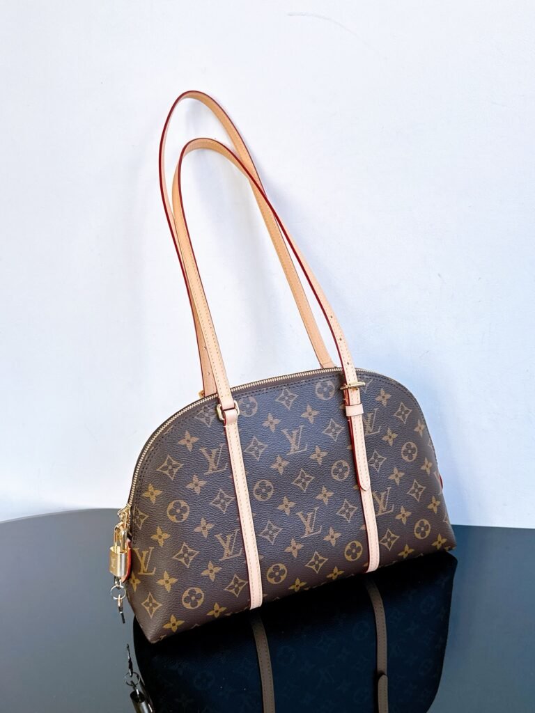 Classic Monogram Canvas Arc Shoulder Bag with Dual Vachetta Leather Straps