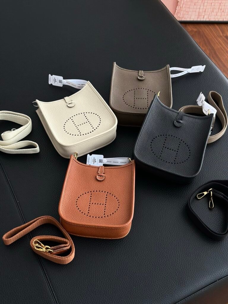 Classic Perforated H Logo Leather Mini Crossbody Bag with Webbing Strap