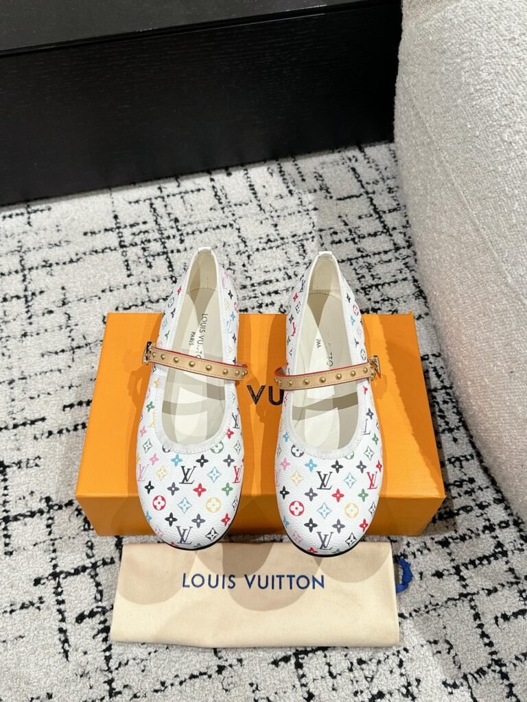 Louis Vuitton White Multicolore Monogram Mary Jane Ballerina Flats