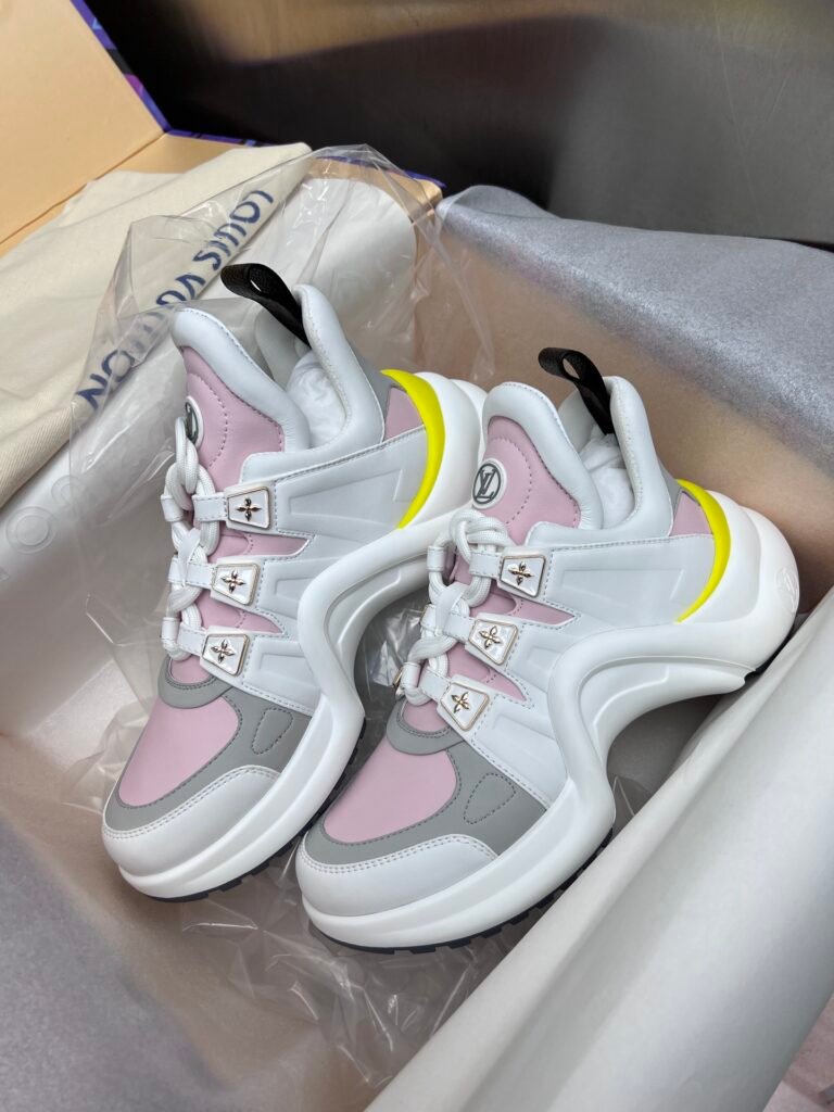 Louis Vuitton Pink & White LV Archlight Chunky Wave-Sole Sneakers