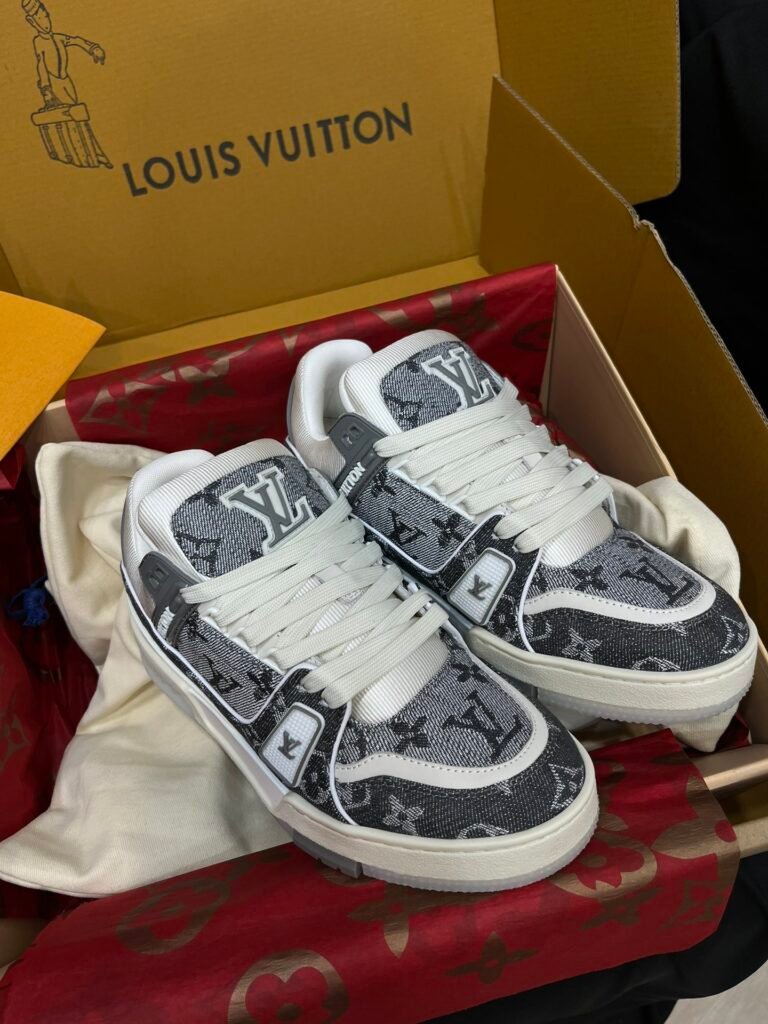 Louis Vuitton Black Monogram Denim LV Trainer Low-Top Sneakers