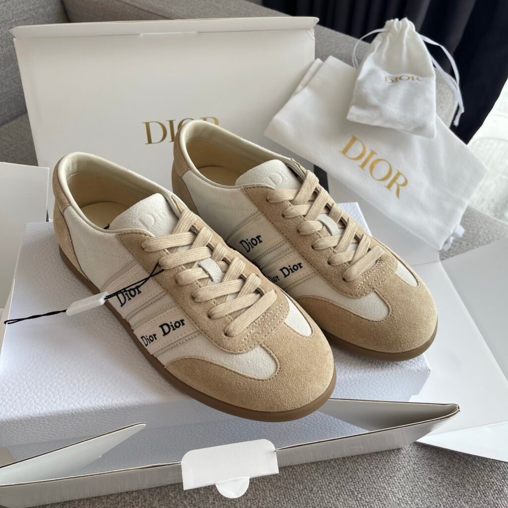 Dior Beige Suede & Canvas Low-Top Retro Sneakers