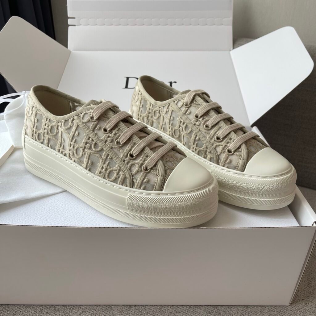 Dior Walk'n'Dior Beige Oblique Monogram Canvas Sneakers