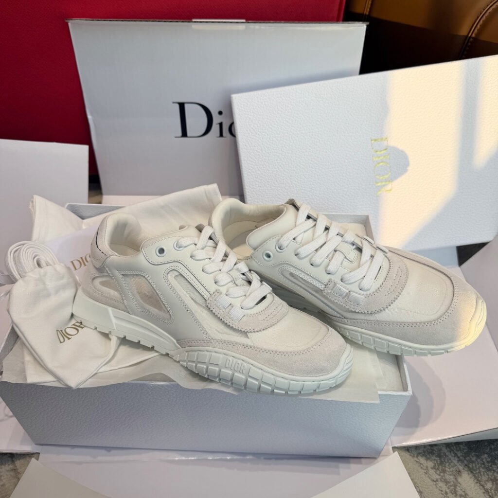 . Dior White B30 Chunky Low-Top Sneakers
