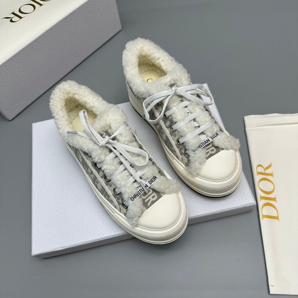 Dior Walk'n'Dior Shearling-Lined Oblique Canvas Sneakers