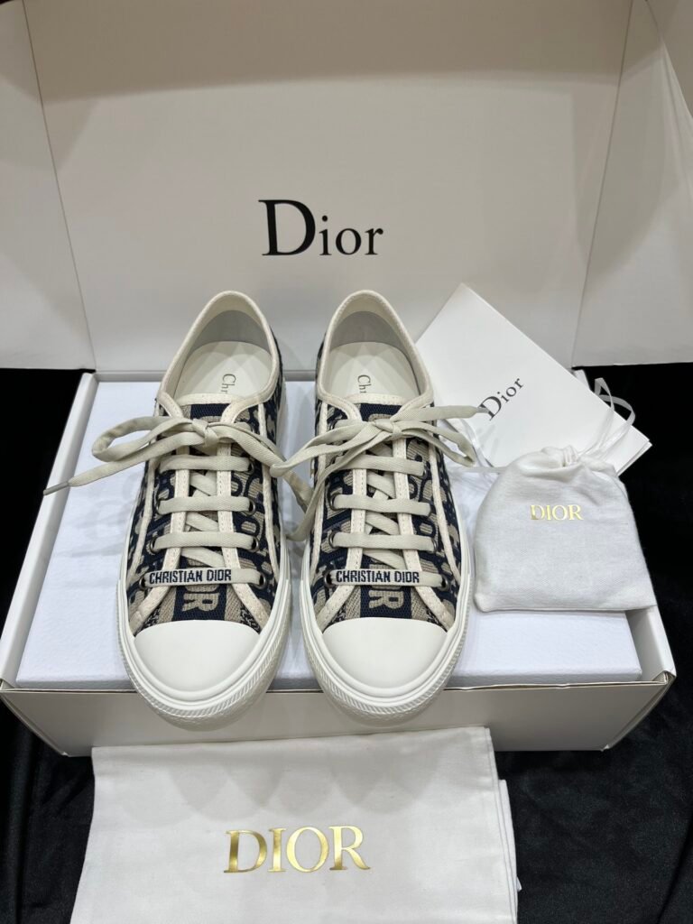 Dior Walk'n'Dior Navy Blue Oblique Jacquard Canvas Sneakers