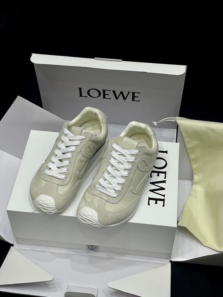Loewe Off-White Suede & Leather Flow Runner Low-Top Sneakers