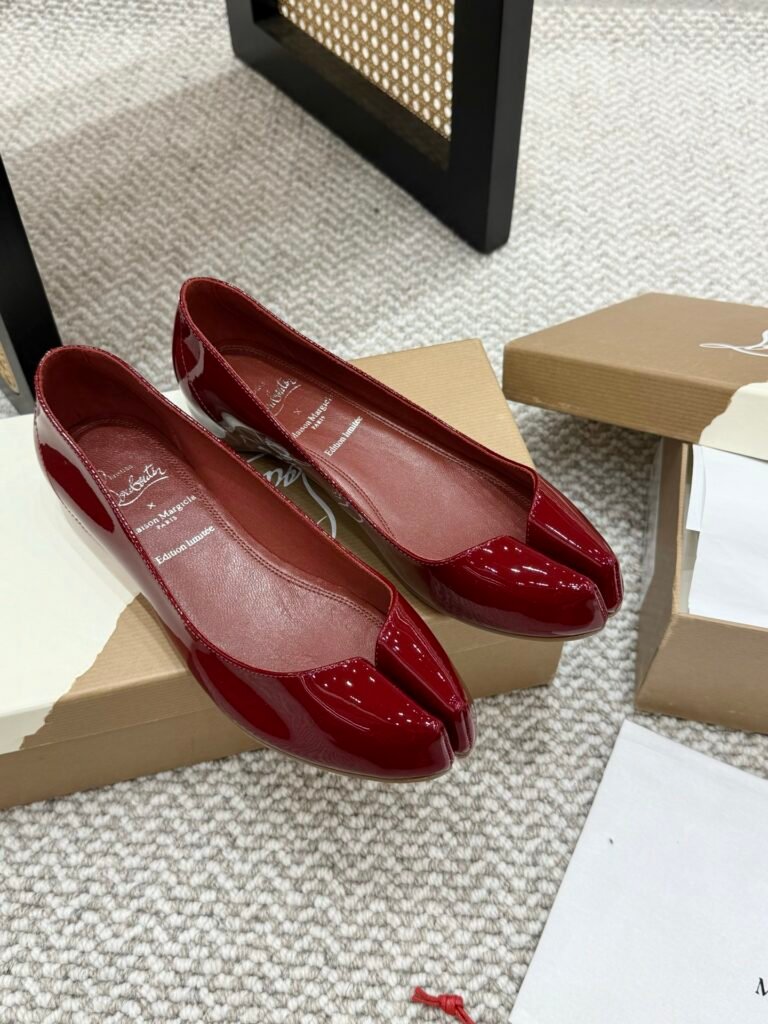 Christian Louboutin x Maison Margiela Red Patent Leather Tabi Flats