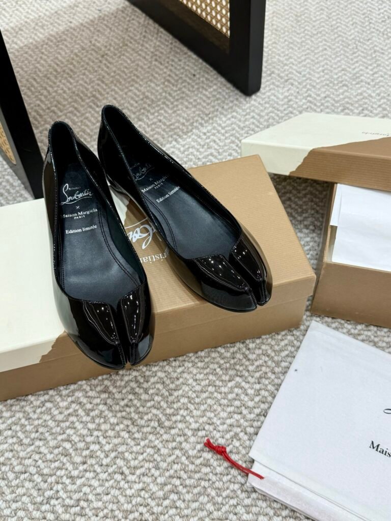 Christian Louboutin x Maison Margiela Black Patent Leather Tabi Flats