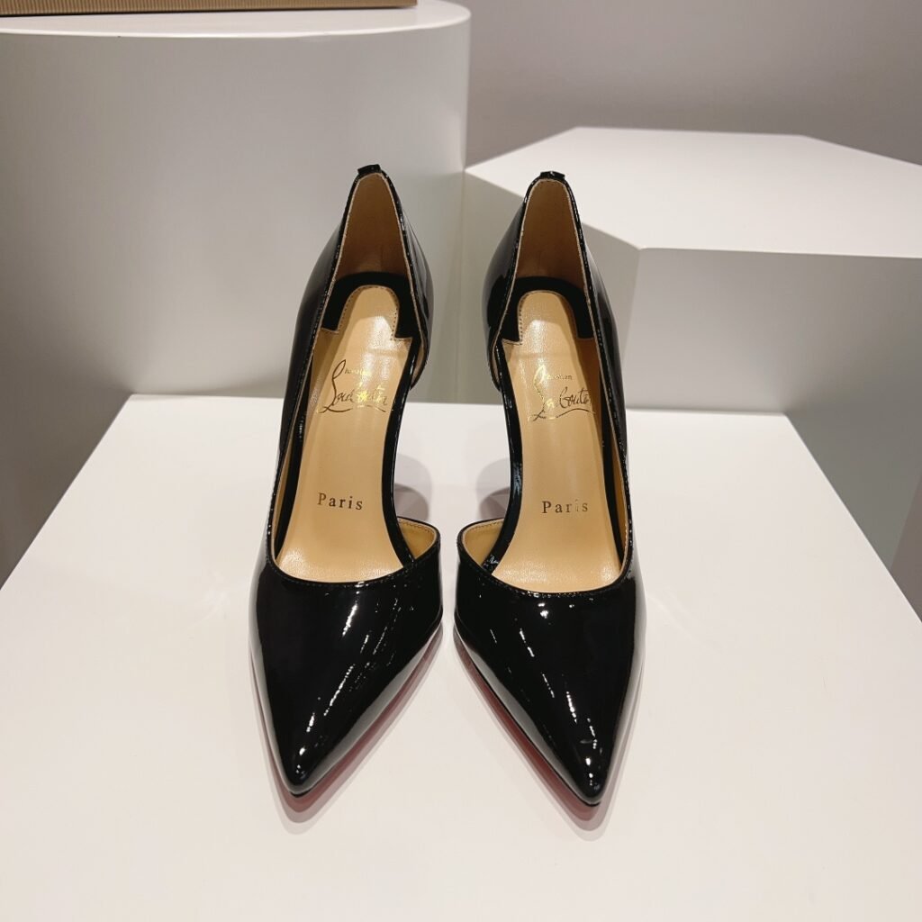 Christian Louboutin Black Patent Leather D'Orsay Pointed-Toe Heels